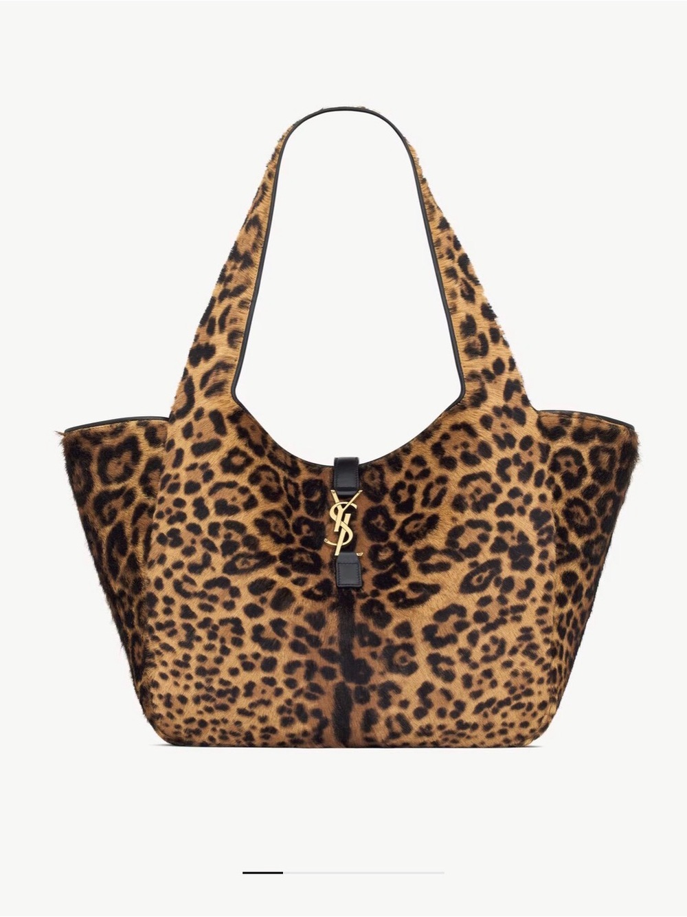 AUTHENTIC SAINT LAURENT LE 5 À 7 BEA IN PONY HAIR LEOPARD TOTE